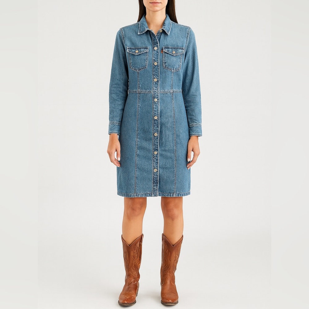 Levi's Blue Long Sleeve Denim Dress